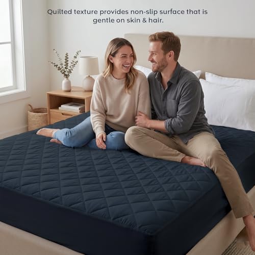 Image of Ayka 100% Waterproof Cotton Quilted Mattress Protector Double Size Breathable Hypoallergenic Noiseless Ultra Soft Fitted Bed Protector 72x48 inch Mattress /Bed Cover (Charcoal, Double (72x48))