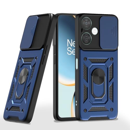 Image of Pikkme Back Cover for OnePlus Nord CE 3 Lite 5G / OnePlus Nord N30 5G | Sliding Camera Shield with Ring Stand | D10 Full Camera Protection Bumper Case (Blue)