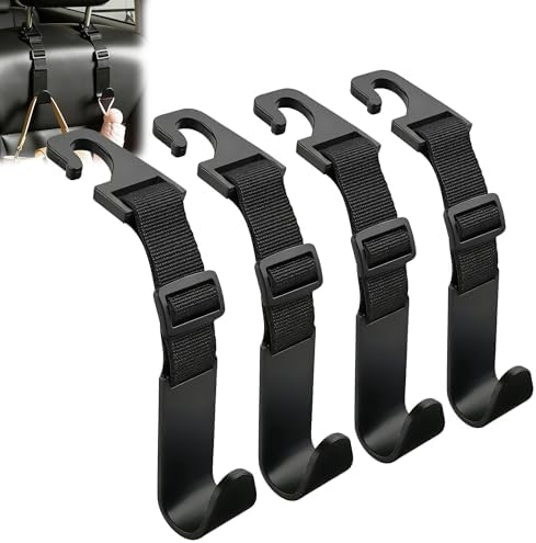 Adjustable Car Headrest Hooks, 4 Pack Universal Fit Vehicle Seat ...