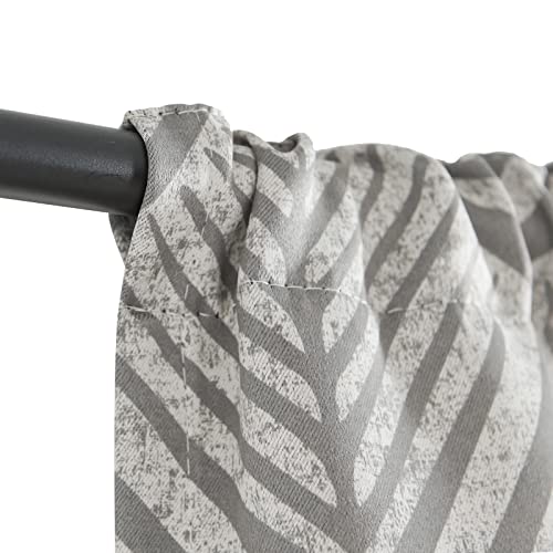 Jinchan Tie Up Valance Curtain Geometric Valance For Kitchen Living Room Ferns Leaf Print Blackout Window Valance Adjustable Thermal Insulated Tie-Up Valance 18 Inch Rod Pocket 1 Panel Grey On Beige #TOP2