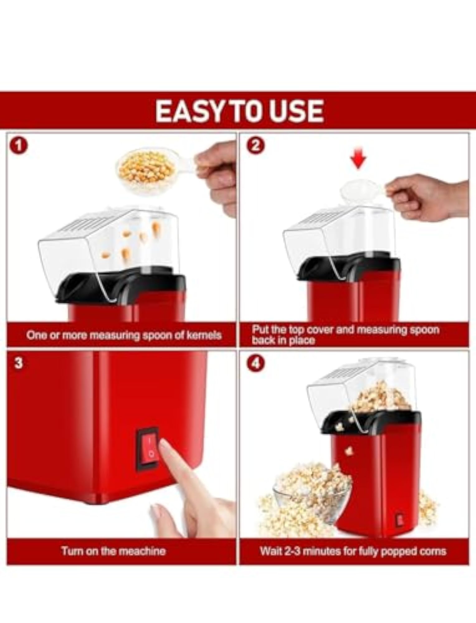 Electric Hot Air Popcorn Maker Machine