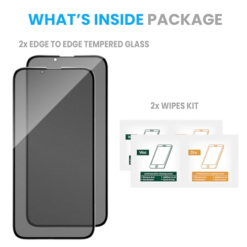 Image of FIRST MART Anti-Spy Matte Screen Protector for iPhone 17e / 16e / iPhone 14 | 9H Anti-Glare Tempered Glass, Edge-to-Edge, Case-Friendly | Pack of 2