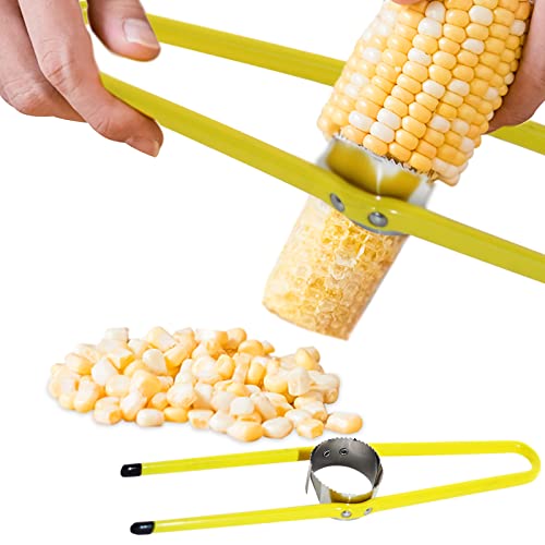 Corn Slicer Peeler On The Holders Magic Corn Cob Stripper, Easy To Operate And Clean For Home Kitchen Corn Peeling Tool (Yellow) #TOP14