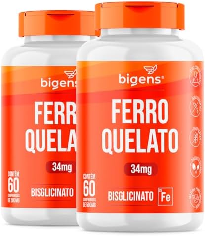 Ferro Quelato Bisglicinato 34mg, Bigens, 60 comprimidos (Kit 2)