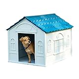 Fácil de ensamblar y limpiarla la casa de perros de mascotas es fácil de montar y se incluyen todos los accesorios requeridos. Las superficies lisas son fáciles de limpiar y el techo puede desprenderse con solo perder los tornillos para limpiar el interior de la casa de perros.