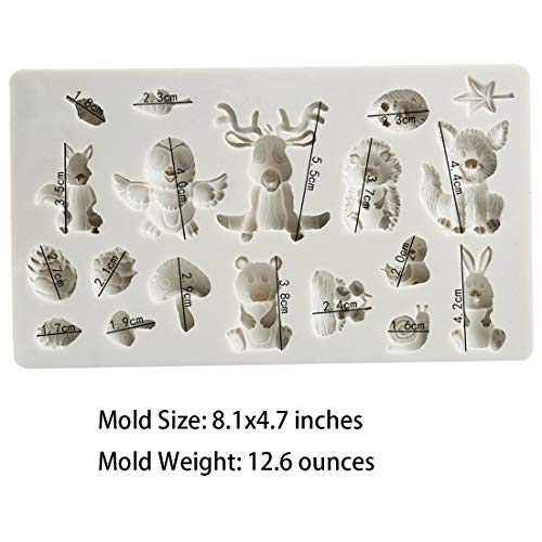 Fewo Forest Animals Fondant Molds Zoo Animal Silicone Mold For Chocolate Candy Gum Paste Polymer Clay Resin Sugar Craft Cake Cupcake Decorating Supplies (Squirrel Rabbit Sika Deer Hedgehog Mushroom) #TOP2