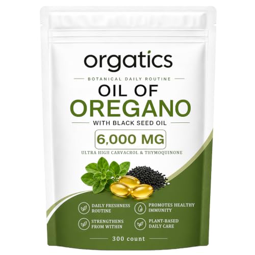 Orgatics. Oil of Oregano 6,000mg with Black Seed Oil, 300 Count (1)
