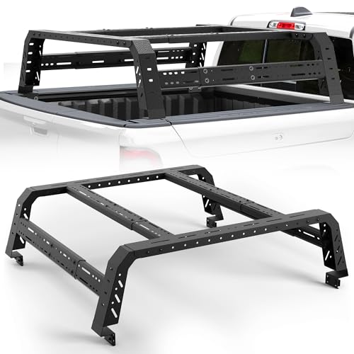 Truck Bed Rack for Mid & Full Size Trucks Without Bed Rails, Adjustable Steel Cargo Bed Rack 49.29-70.89 Inch Length, Heavy Duty Truck Rack for Ram, Tundra, Silverado, Sierra