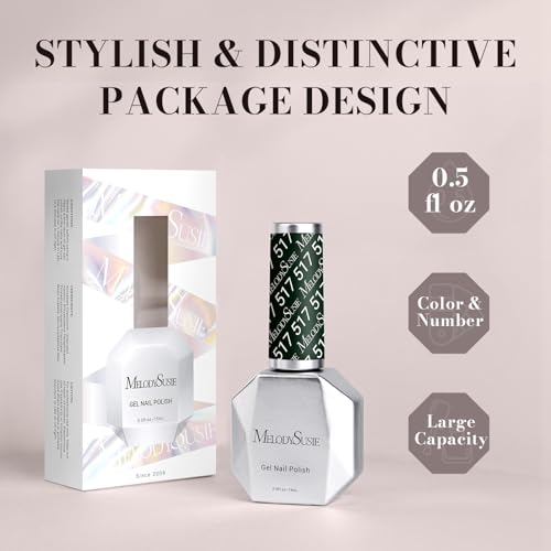 Image of MelodySusie Black Gel Nail Polish, 0.5 Fl Oz Blackish Green Gel Polish Soak Off UV LED Nail Lamp Black Green Gel Polish Christmas Gift for Women Nail Art Starter Manicure Salon DIY At Home-517-A2001