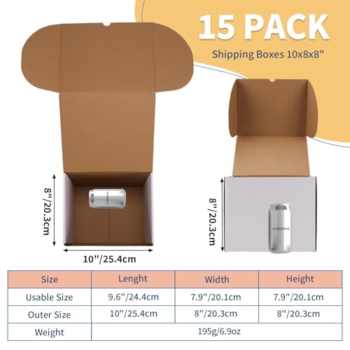 Image of ZBEIVAN 10x8x8 White Small Shipping Boxes, 15 Packs Corrugated Cardboard Mailer Boxes for Packaging Small Business Mailing Gifts Wrap Boxes with Lids