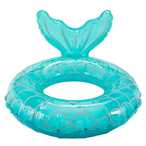 Pukitt Schwimmring, Aufblasbarer Schwimmring Glitter Kinder Schwimmreifen mit Meerjungfrau Motiv, Schwimmring Baby, Transparent Floating Ring, Schwimmender Ring Für Sommer Beach Pool Party Supplies Cover