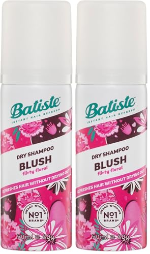Batiste Blush Dry Shampoo Travel Size 50mL - Quick Hair Refresh with Flirty Floral Scent, Adds Volume & Texture, & Absorbs Oil, Ideal for Daily Haircare & Styling, For All Hair Types, Instant Results