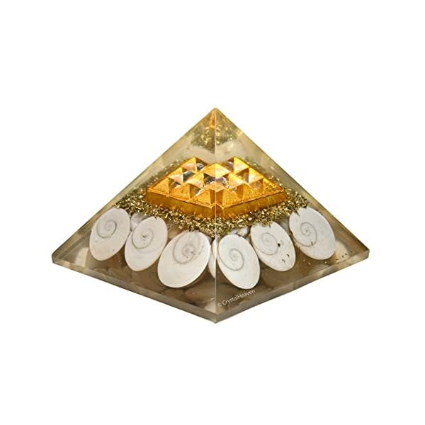 Crystal Heaven Gomti Chakra Pyramid With 9 Pyramid Plate-Orgone Pyramid For Positive Energy,Vastu,Reiki And Chakra Healing