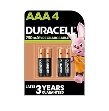 4X Duracell AAA Ricaricabili 750 mAh (1 Blister Da 4 Batterie) 4 Pile Ministilo Ricaricabili
