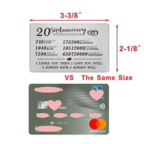 DEGASKEN 20 Year 20th Wedding Anniversary Card Gifts Engraved Wallet Inserts Decorations for Men Her Him Wife Husband Women Couples3