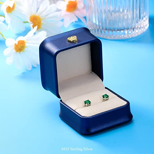 Ursilver Emerald Earrings For Women - S925 Sterling Silver Birthstone Earrings 2Ct Lab Grown Emerald Birthstone Stud Earrings Birthday Mothers Day May Jewelrys Gifts For Women Girls #TOP6