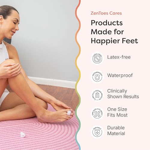 zentoes gel toe separators for overlapping toes bunions big toe alignment corrector and spacer - 4 pack white