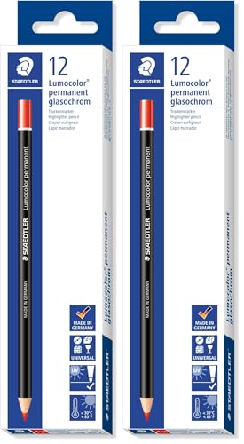 STAEDTLER Lumocolor 108 20-2 lápices permanentes en seco color rojo, pack de 2 cajas