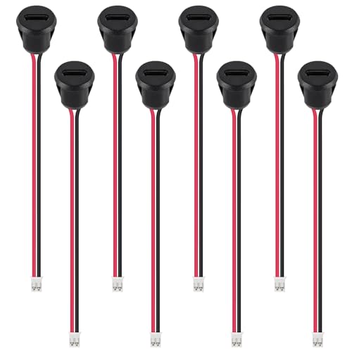 XIITIA 8pcs Type-C Female Chassis 2P Direct Crimp USB Female Chassis C Connector Jack Female Charging Port Waterproof with Card Buckle 3A High Current Port USB-C Charger Plug(2pin with Terminal)