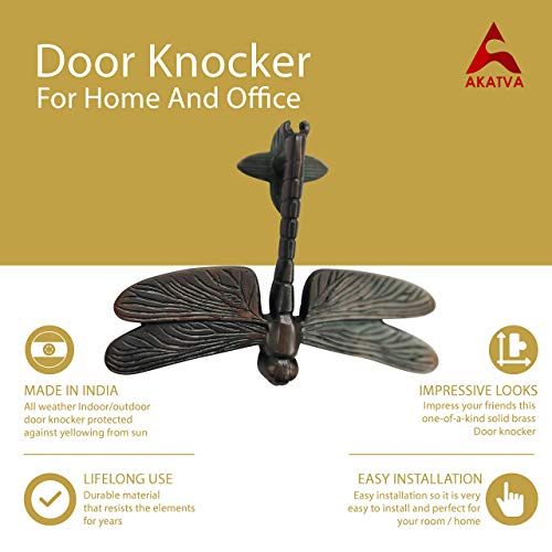 Akatva Solid Brass Door Knocker For Front Door-Handmade Door Knocker -Exterior Home Door Knocker For Doors – Solid Brass Door Knocker – Knocker For Doors–Antique Style Door Knocker (Oil Rubbed Bronze) #TOP4