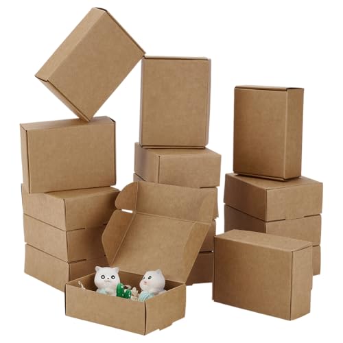 PH PandaHall 20 peças de caixa de presente marrom pequena caixa de papelão mini caixas de papel caix