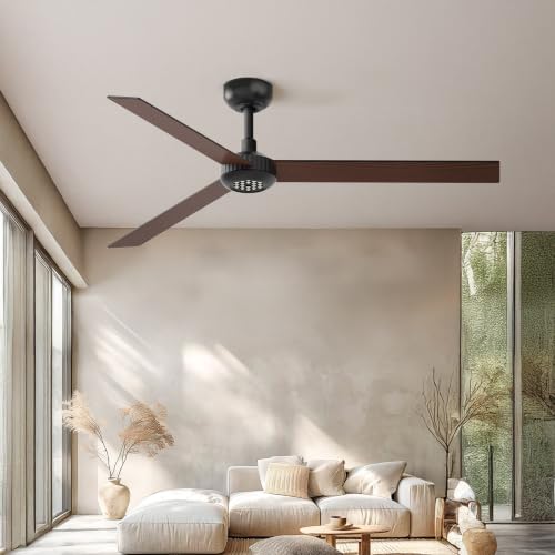 Image of TALOYA 52 inch Ceiling Fan,Glimmering Mocha Finish,6-Speed,Dimmable,Noiseless,Reversible DC Motor,3 blades