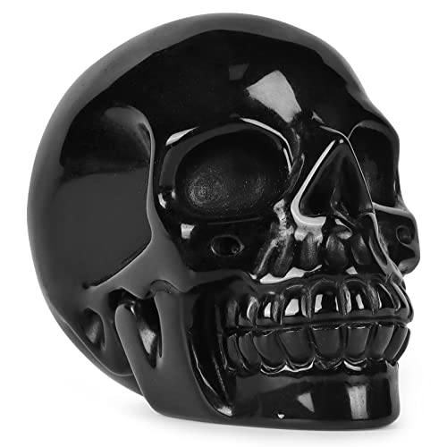 Hxswkk 3Inch Black Obsidian Crystal Skull Sculpture Hand Carved Human Skeleton Figurines Gemstone Collection Craft For Home Office Decor #TOP3