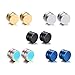 Produktbild 5 Paare Set Edelstahl Magnet Ohrringe für Herren Damen - CZ Rund Clips Tunnel 8mm - Silber Schwarz Gold Blau Bunt