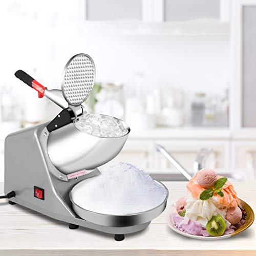 COSTWAY Ice Crusher, Electric Ice Shaver Machine, Stainless Steel Snow Cone Maker for Ice Cream, Cold Drinks, Fruit Dessert and Cocktail, 65Kg/Hour for Household & Commercial Use