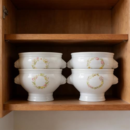Image of Cinf Lion Head Ceramic Bowls Set of 4, 12 oz Soup & Cereal Bowls