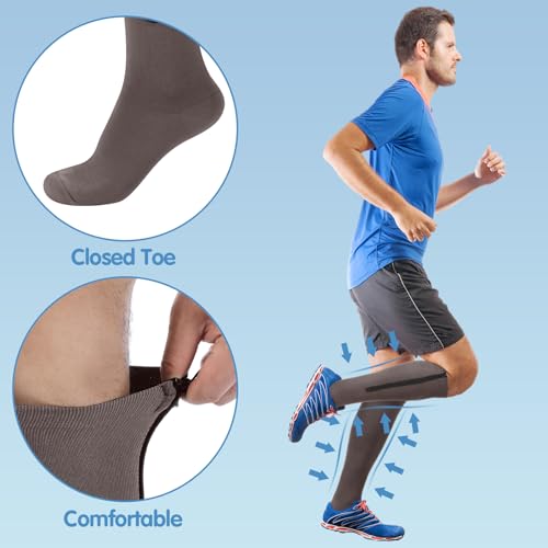 Image of Tarpop 4 Pairs Men Zipper Compression Socks Colorful 20-30mmhg Compression Stockings with Zipper for Men Women Swelling Edema