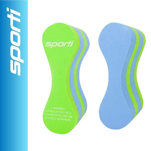 Sporti Kid Pull Buoy, Swimming Accessories for Lap Swimming, Swimmìng Trainer for Junior, Swim Lesson Equipments - Junior Pull Buoy - Neon Green/Blue
