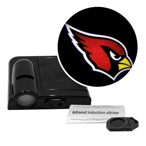 Sporticulture NFL American Football Arizona Cardinals - Led Car Door Light - Wireless Led Projector with One Team Logo Slide - Compatible for Most Car Models - Battery-Operated