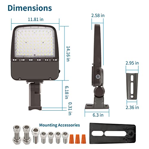 Xbuyee 240W Led Parking Lot Light With Dusk To Dawn Photocell, Dimmable Commercial Outdoor Shoebox Lights With Arm Mount, 130Lm/W 5000K 100-277V Ip65, Power Selectable (150W/200W/240W) Etl Listed #TOP6