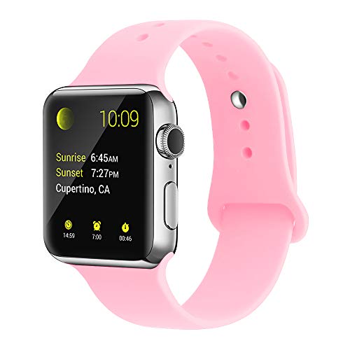 YunTree Compatible with Apple Watch Band 42mm/44mm M/L Size iWatch Sports Band Replacement for Women Man Apple Watch Series 4/3/2/1 Size Comfortable Silicone Strap-Peach Pink