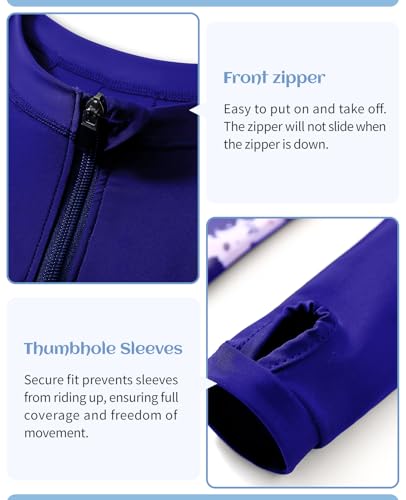 Girls Long Sleeve Swimsuit UV Protection One-Piece Rashguard Swimwear Bathing Suit4