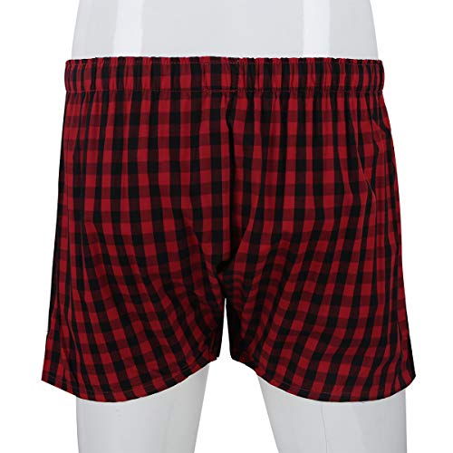 Men's Boxer Short Cotton Tartan Plaid Comfy Pajama Bottom Casual Soft Sleep Shorts with Button Fly4