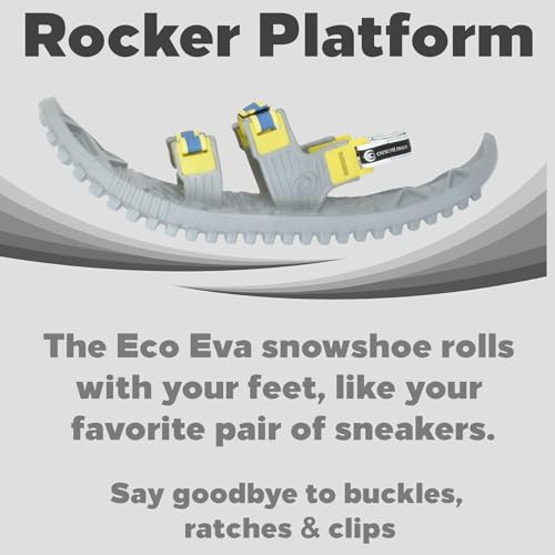 Crescent Moon Snowshoes Eco Eva – Ultralight 22" Foam Snowshoes for Men & Women | Hiking & Running Insulated Rocker Cloud Deck with Hook & Loop Binding & Durable Ice Spikes