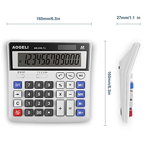 Calculators Desktop, Desk Calculator Two Way Power Battery And Solar Calculators Desktop,Big Buttons Easy To Press Used As Office Calculators For Desk,12 Digit Calculators Large Display Basic Office #TOP2