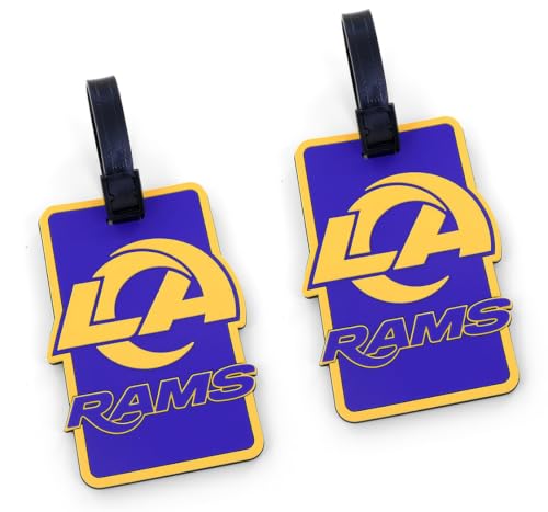 Image of aminco Los Angeles Rams NFL Team Luggage Bag Tags, 2 Pack Travel Bag Identifiers, Officially Licensed