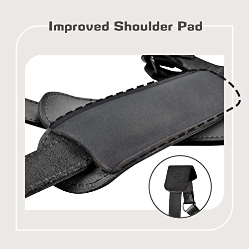 4J Ledr Camera Strap Accessories For Two-Cameras,Dual Camera Harness,Dual Shoulder Leather Harness,Camera Shoulder Strap,Leather Camera Strap,Multi Camera Gear For Dslr/Slr Strap,Quick Release,Black #TOP5