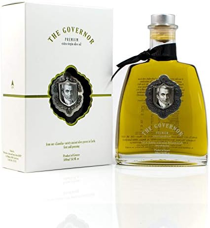 The Governor Premium Extra Virgin Olive Oil - Unfiltered, Cold-Pressed, Single Origin Lianolia - Peppery, Robust, Floral, Fruity Notes - Rich in Natural Polyphenols, Oleocanthal, Antioxidants, 500ml
