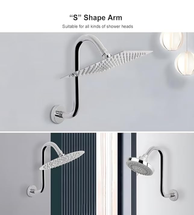 Image of Suparna products High Rise Goose Neck Shower Arm (Curve Shower Arm 9 inch X 10.5 inch)