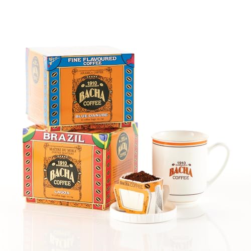 Bacha Coffee Lagoa and Blue Danube 100% Arabica Beans Specialty Coffee Bag Gift Box Bundle