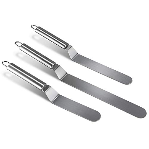 homeasy Spatole Torta Coltello Paletta Angolare in Acciaio Inossidabile 3 Pezzi da 4,5 / 6,5 / 8,5 Pollici Coltello da Cucina Professionale