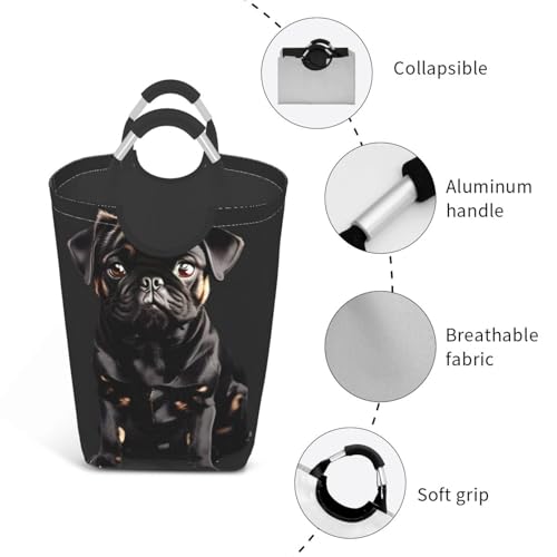 Panier à linge autoportant pliable avec poignées aluminium solides