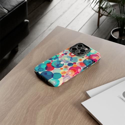 Coque iPhone 14 Pro cercles colorés idéale au bureau et en soirée