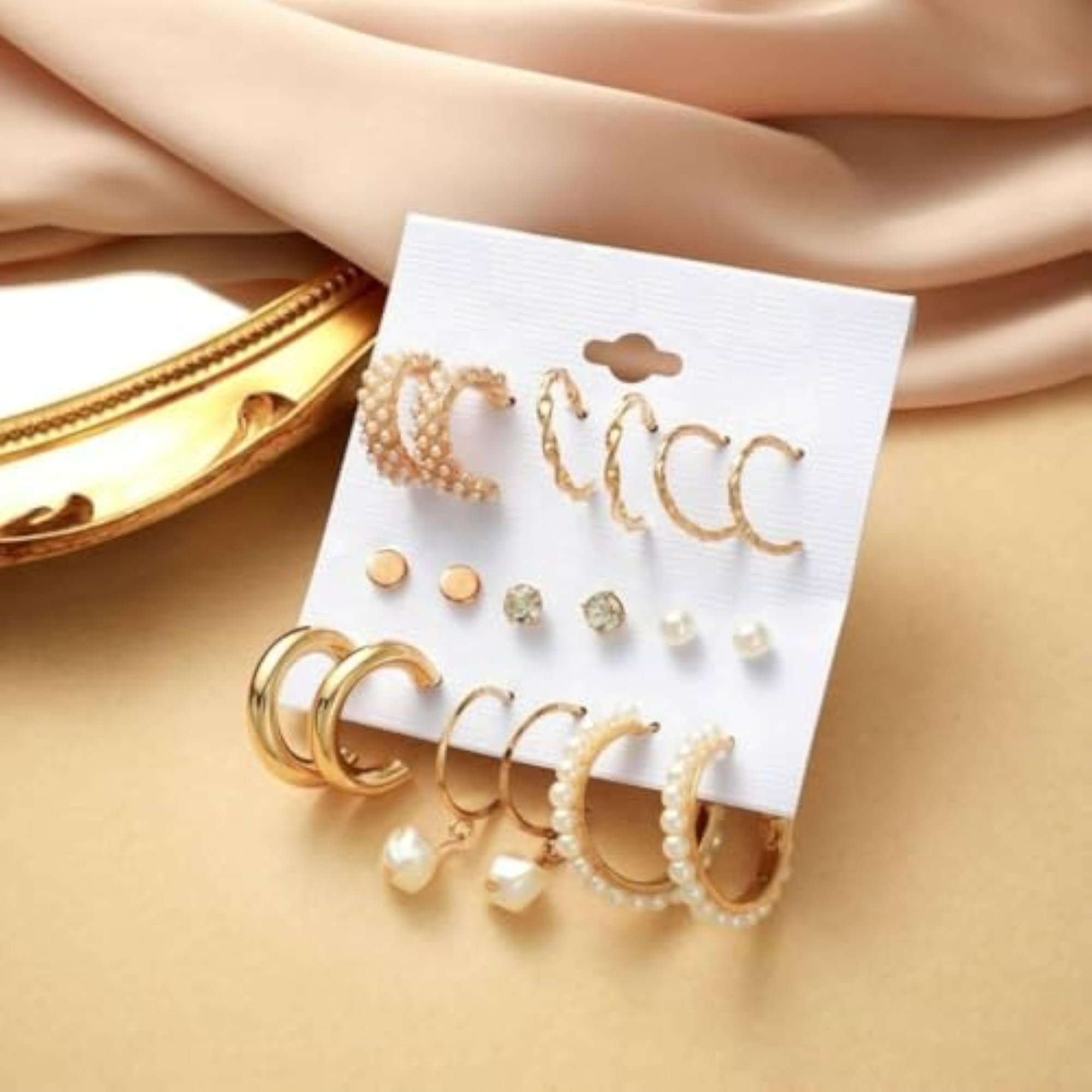 21 Pairs Combo Earring Set for Women, Gold Plated Styles