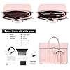 MOSISO Laptop Bag for Women, 17 inch PU Leather Laptop Shoulder Bags Convertible Backpack, 17.3 inch Messenger Bags Casual Handbag Work Briefcase Travel Computer Bag with Bowknot, Pink