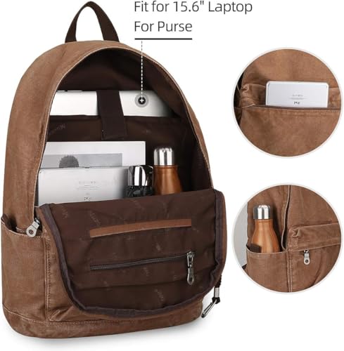 Image of Muzee Canvas Backpack for Men and Women with 15.6 inch Laptop Compartment